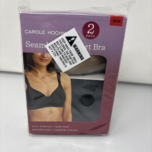 Carole Hochman Seamless Comfort Bra2 Pack Black Taupe Size  Medium Wire Free NEW
